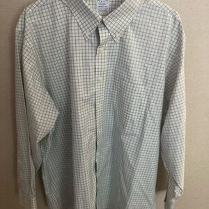Brooks Brothers White and Blue Plaid Shirt Mens 18-34 long sleeve button down
